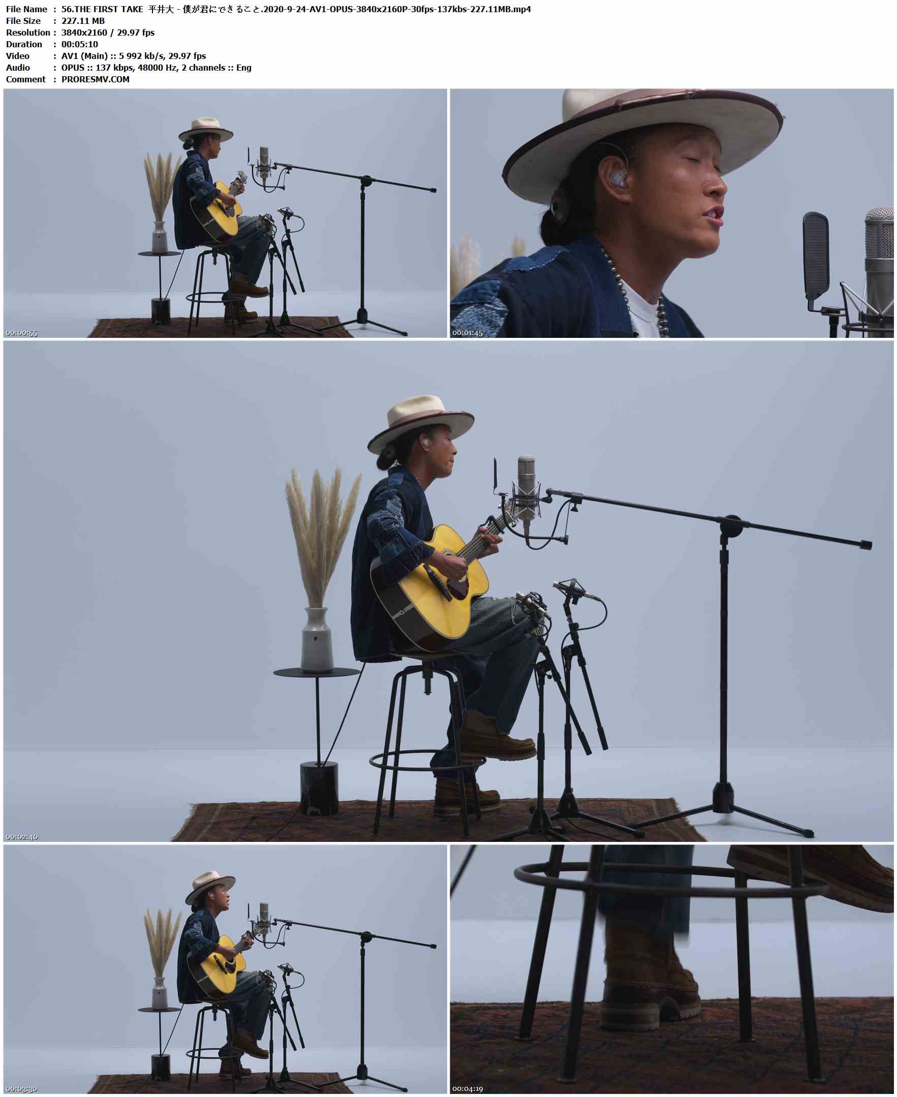 56.THE FIRST TAKE 平井大 - 僕が君にできること.2020-9-24-AV1-OPUS-3840x2160P-30fps-137kbs-227.11MB官方MV_高清MV